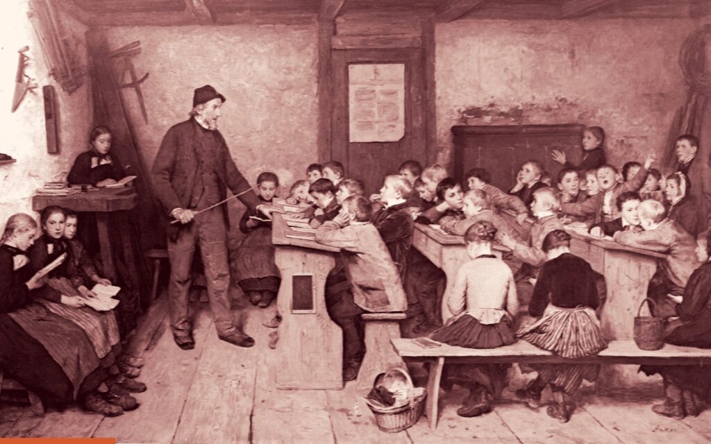 Albert Anker, The Village School of 1848 (Die Dorfschule von 1848), 1896